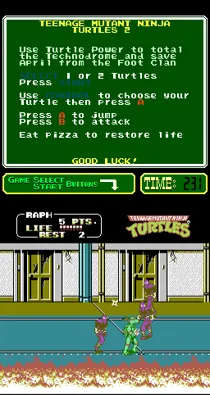 PlayChoice-10: Teenage Mutant Ninja Turtles II screen shot game playing